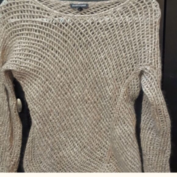 Eileen Fisher Mohair Blend Fisherman Net Sweater Sz Small - Picture 5 of 8